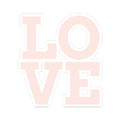 LOVE Kiss-Cut Sticker — Pastel Pink Retro Block Letter Decal for Laptops, Water Bottles & Valentines