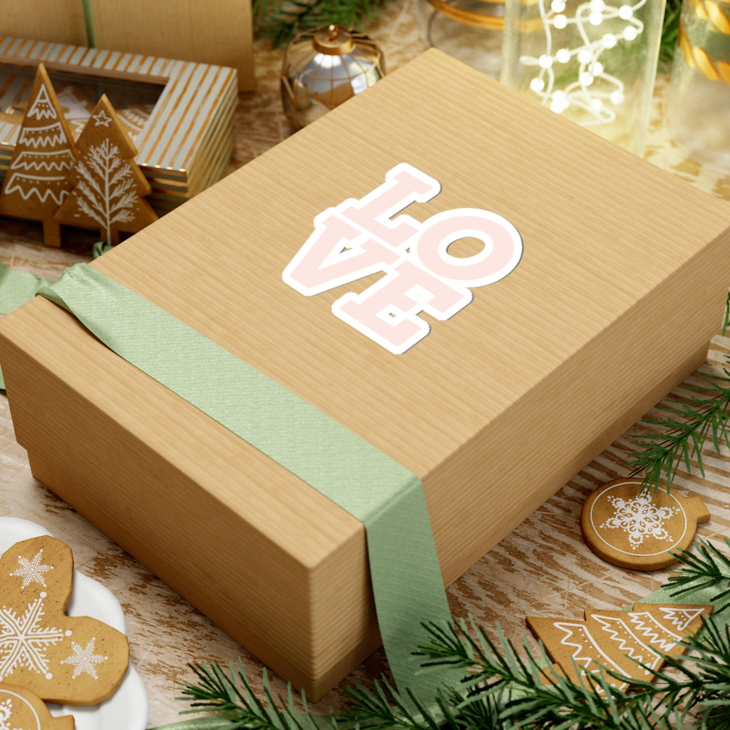 LOVE Kiss-Cut Sticker — Pastel Pink Retro Block Letter Decal for Laptops, Water Bottles & Valentines