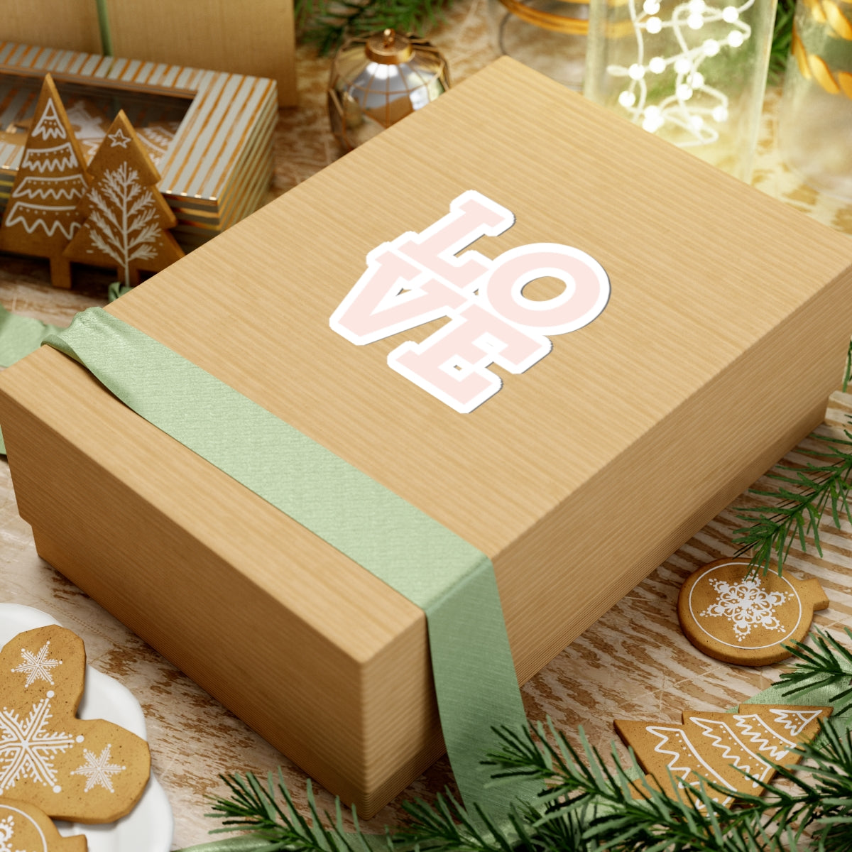 LOVE Kiss-Cut Sticker — Pastel Pink Retro Block Letter Decal for Laptops, Water Bottles & Valentines