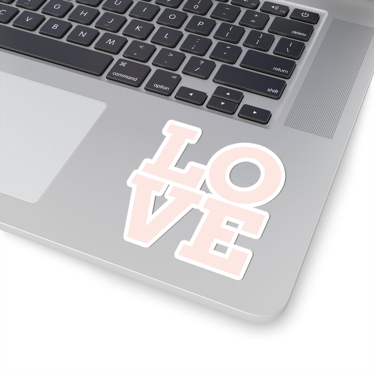 LOVE Kiss-Cut Sticker — Pastel Pink Retro Block Letter Decal for Laptops, Water Bottles & Valentines